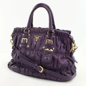 Prada Tote Bag Handbag Leather Purple